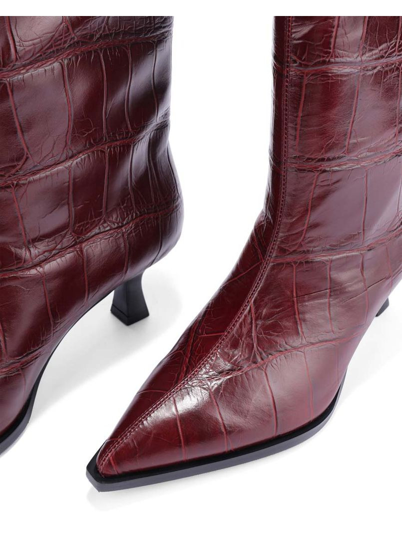 Осенние женские ботинки 883h-0820-n536 бордовый кожа MIRATON