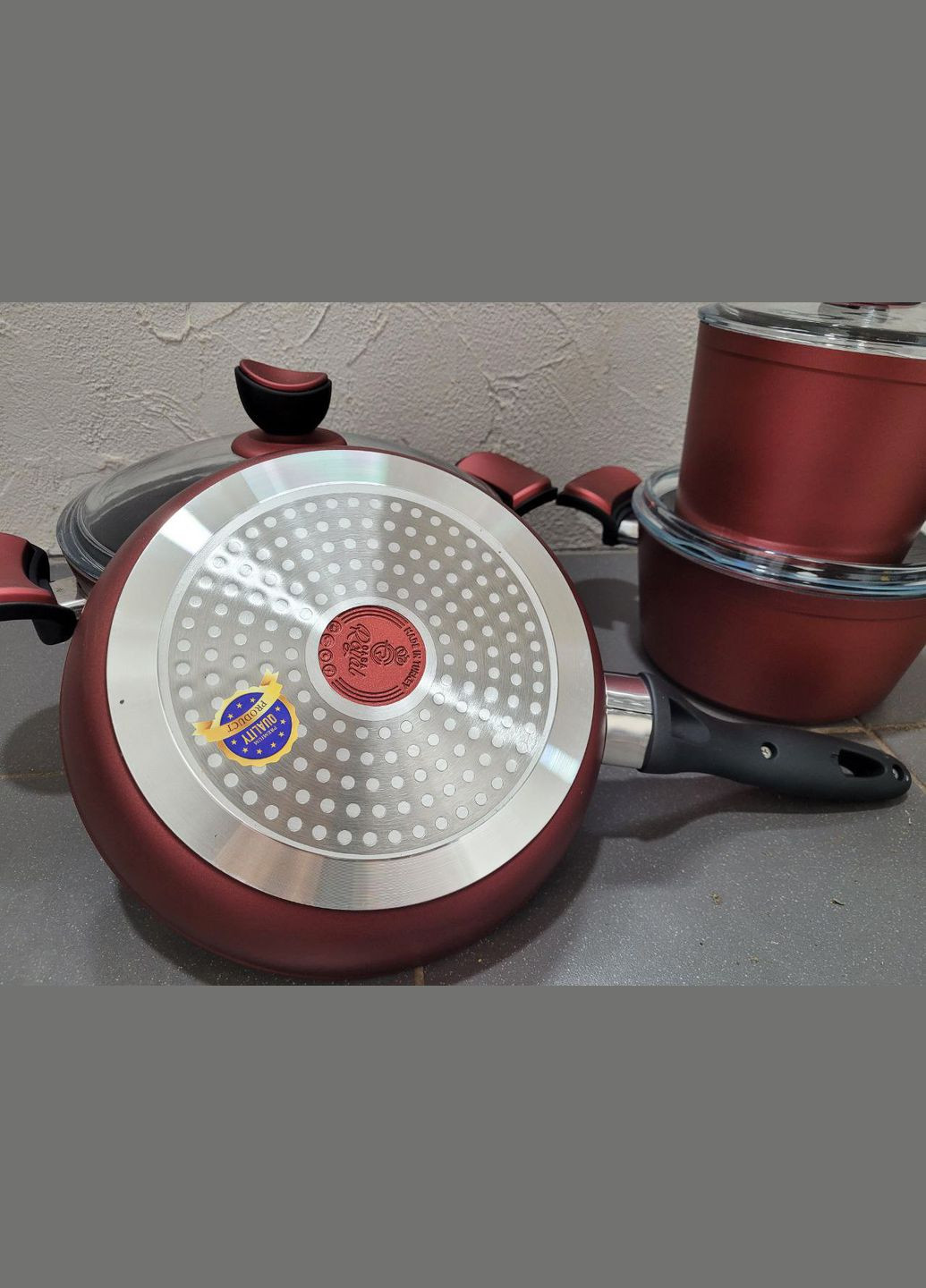 Набор посуды кастрюль премиум класса Casa Royal Elite Titanium с покрытием Bio Titanium 7 предметов No Brand (317045225)