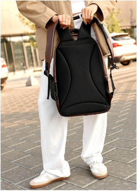 Рюкзак женский из экокожи 15 л городской спортивный с отделением для ноутбука маленький Коричневый 39813 Sambag (355884700)