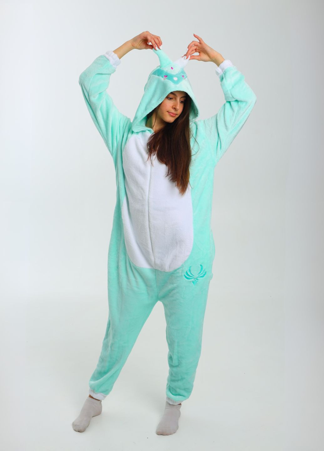 Кігурумі піжама Сяо Геншин Імпакт жіноча плюшеве мʼятний з капюшоном Lalapka (362490051)