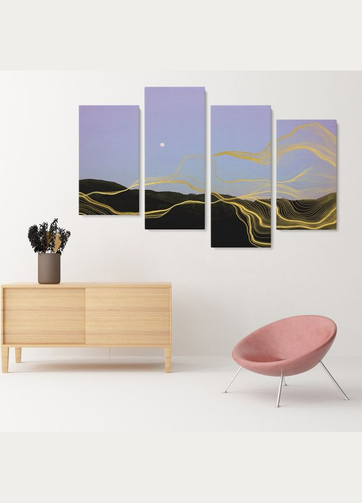 Модульная картина из четырех частей 129x90 см Black Mountains (MK412817) Malevich Store (333338943)