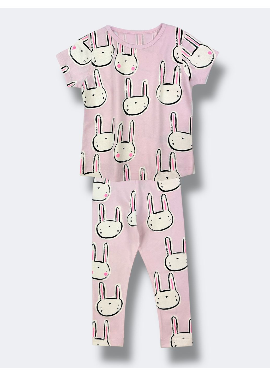 Комбінований демісезонний комплект: футболка + легінси bunny/pink George 6994~01