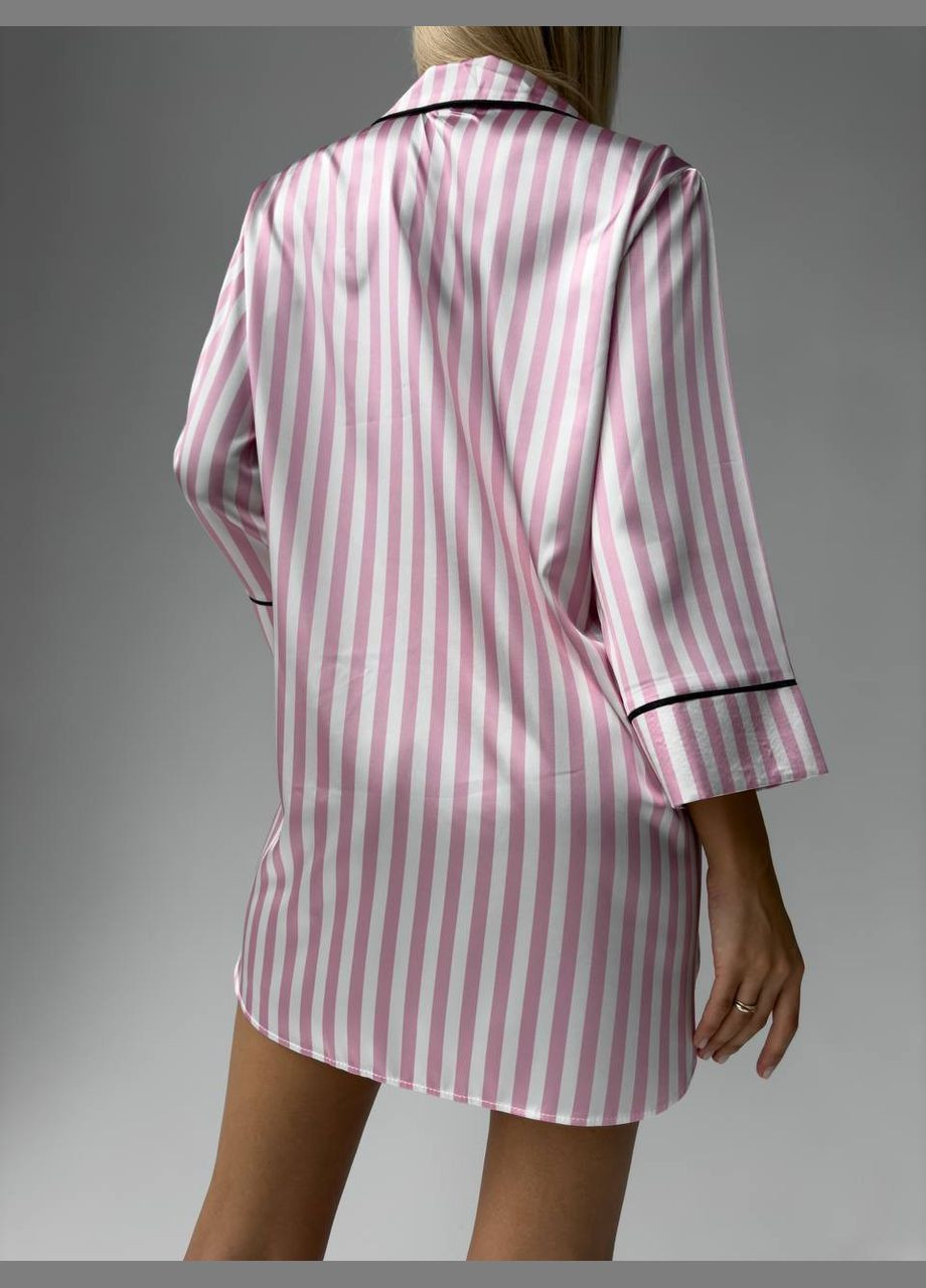 Розовая домашний рубашка в полоску Vakko