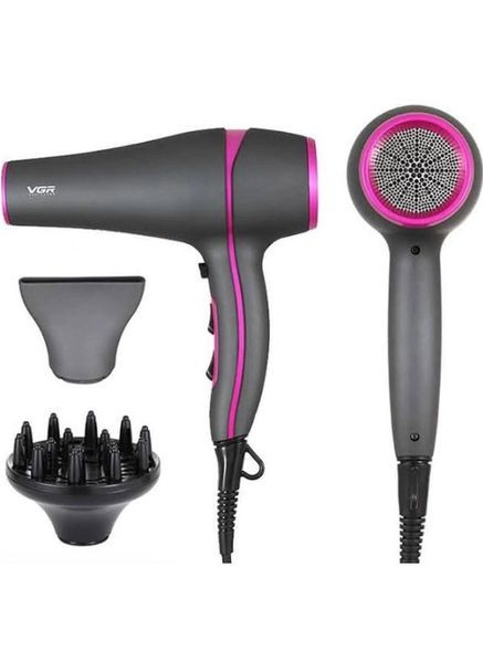 Професійний потужний фен з насадками V-402 з концентратором та дифузором для сушіння та укладання волосся VGR (369961187)