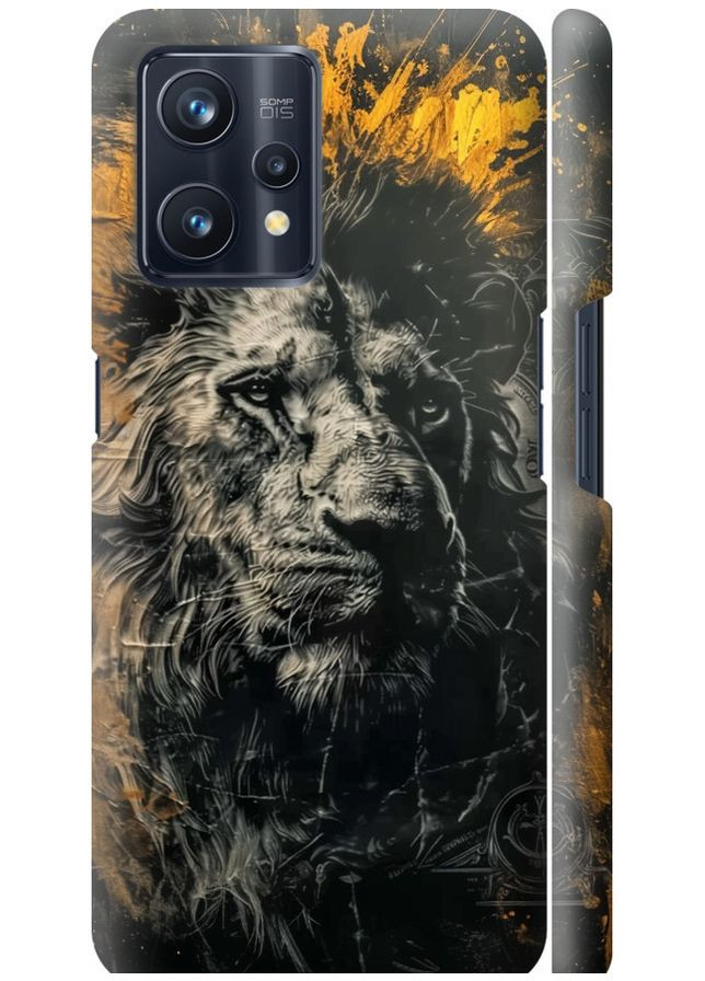 3D пластиковий матовий чохол 'Лев у золотих фарбах' для Endorphone Realme 9 Pro Plus (297662065)