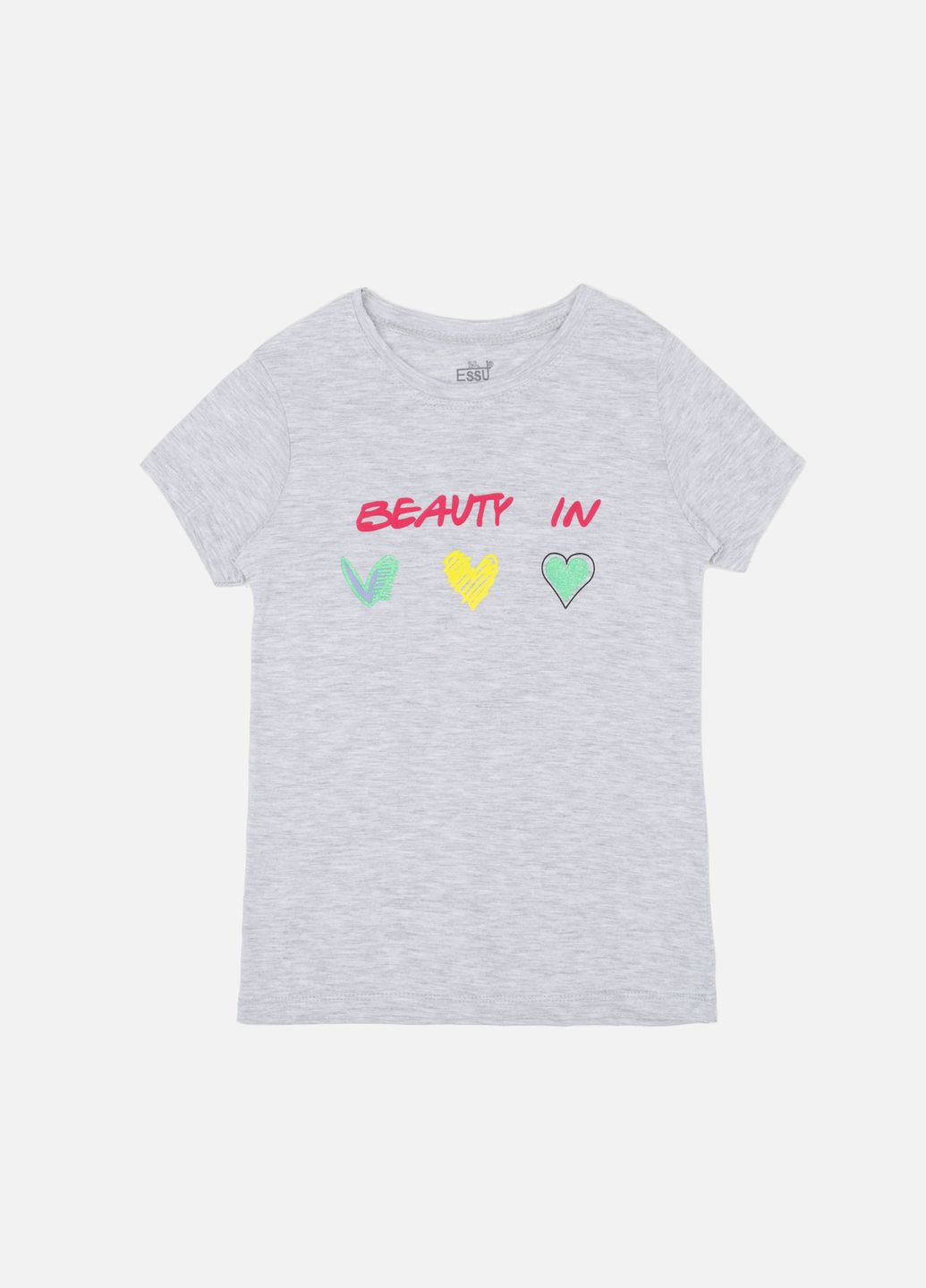 Серая летняя футболка с коротким рукавом для девочки цвет серый цб-00244002 Essu