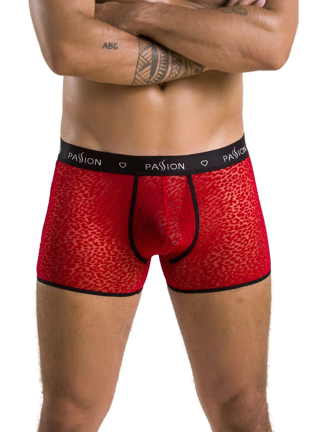 Чоловічі прозорі боксери Short Parker, червоні, сітка, під леопард Passion (297587176)