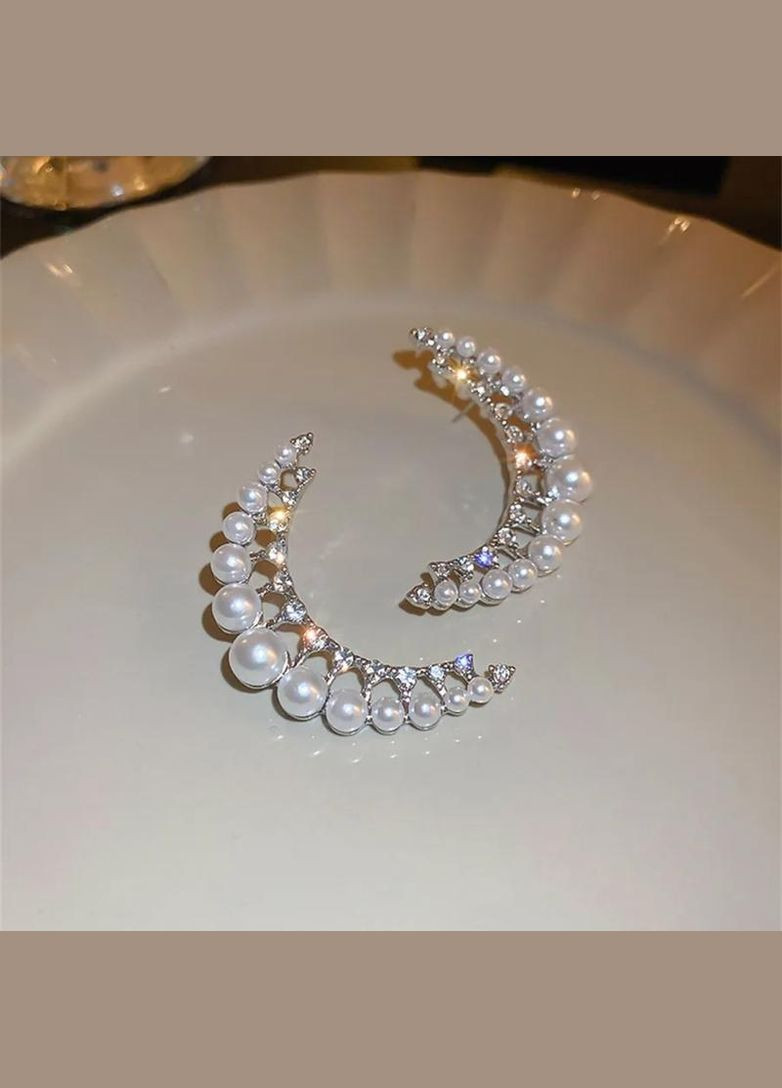 Сережки "місяць" з перлинками, сережки з місяцем, сережки з перлинками, сережки з перлинами Fashion Jewelry (337718665)