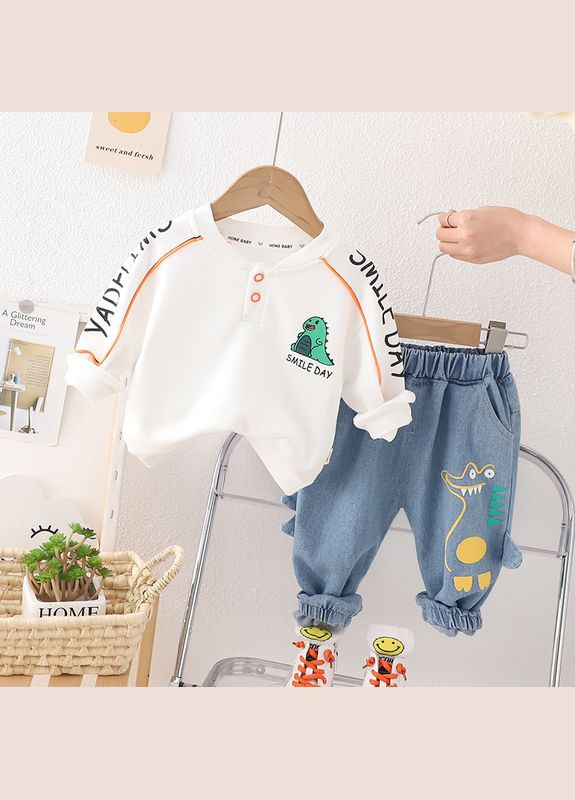 Білий демісезонний костюм-двійка smile day ( 90см) (13843) Qoopixie