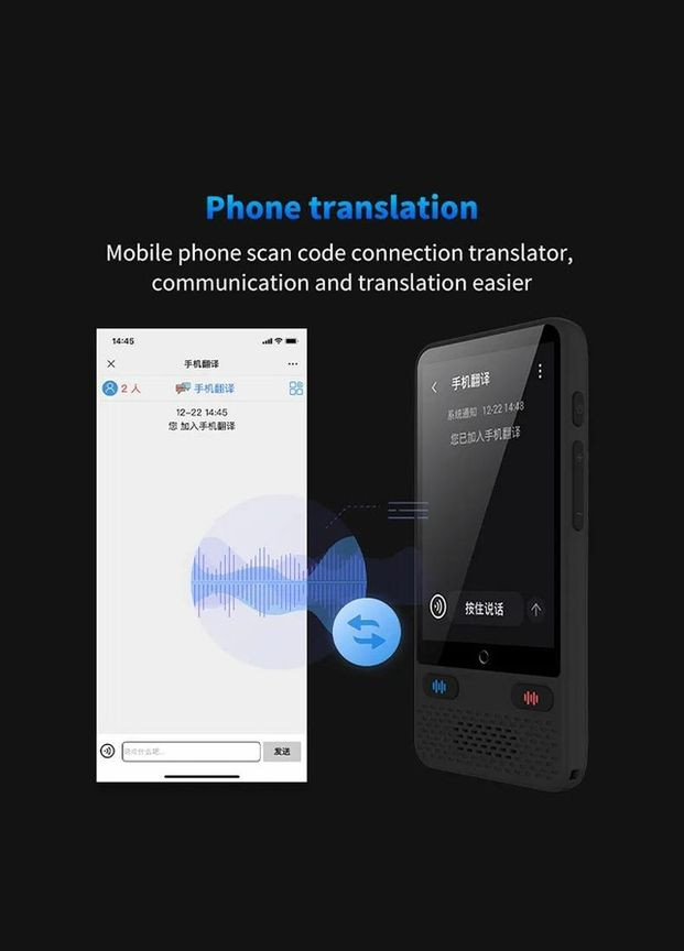 Електронний голосовий перекладач AI Translator на 138 мов,, 17 мов офлайн, сканер з ChatGpt Microsoft S85 (322238051)