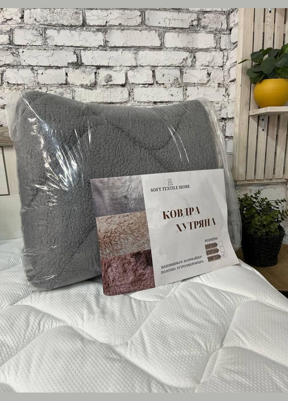 Ковдра хутряна полуторна 155х210 см Сірий (П4К-Al-hutr-kovdra-005) No Brand (308754648)