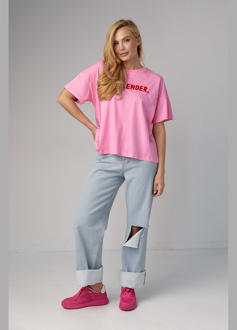 Розовая летняя трикотажная футболка с надписью weekender - розовый Lurex