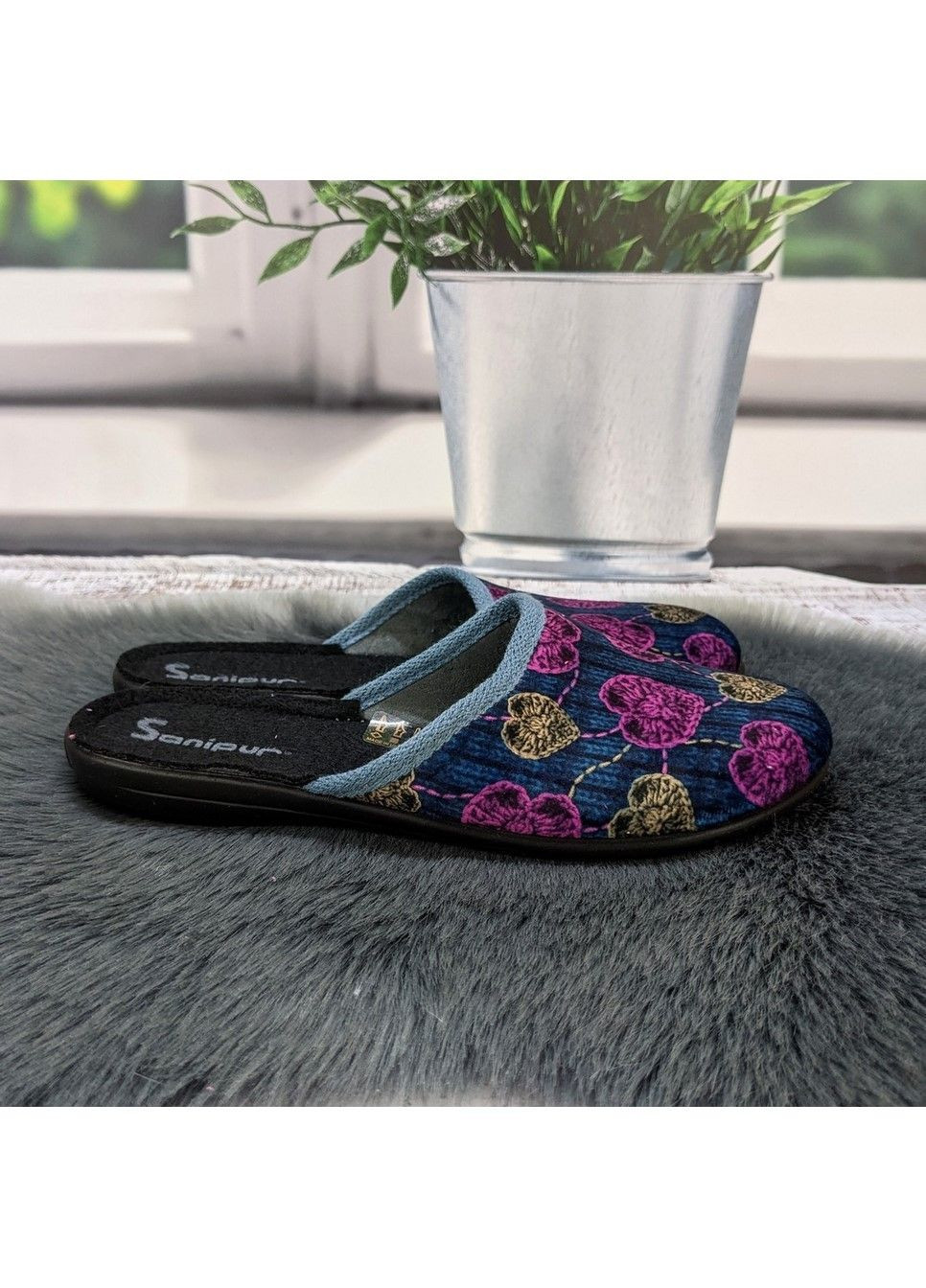 Темно-синие тапочки домашние Fashion