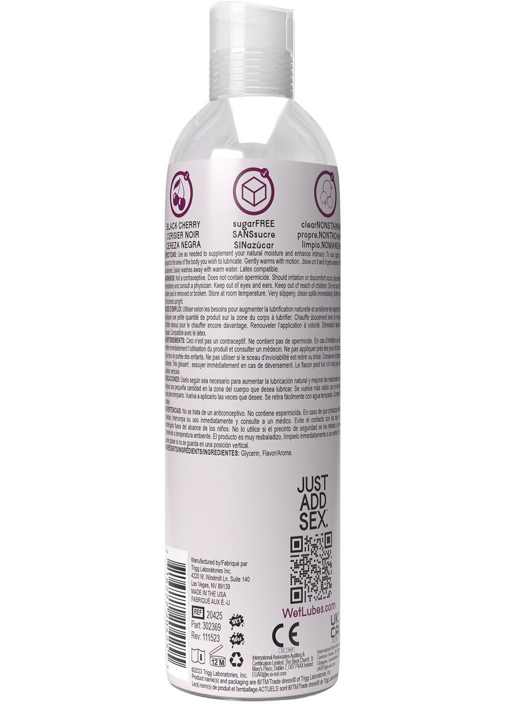 Зігрівальний лубрикант на водній основі Warming Black Cherry 4 in 1 без цукру 118 мл змазка для комфортного сексу Wet (298573610)