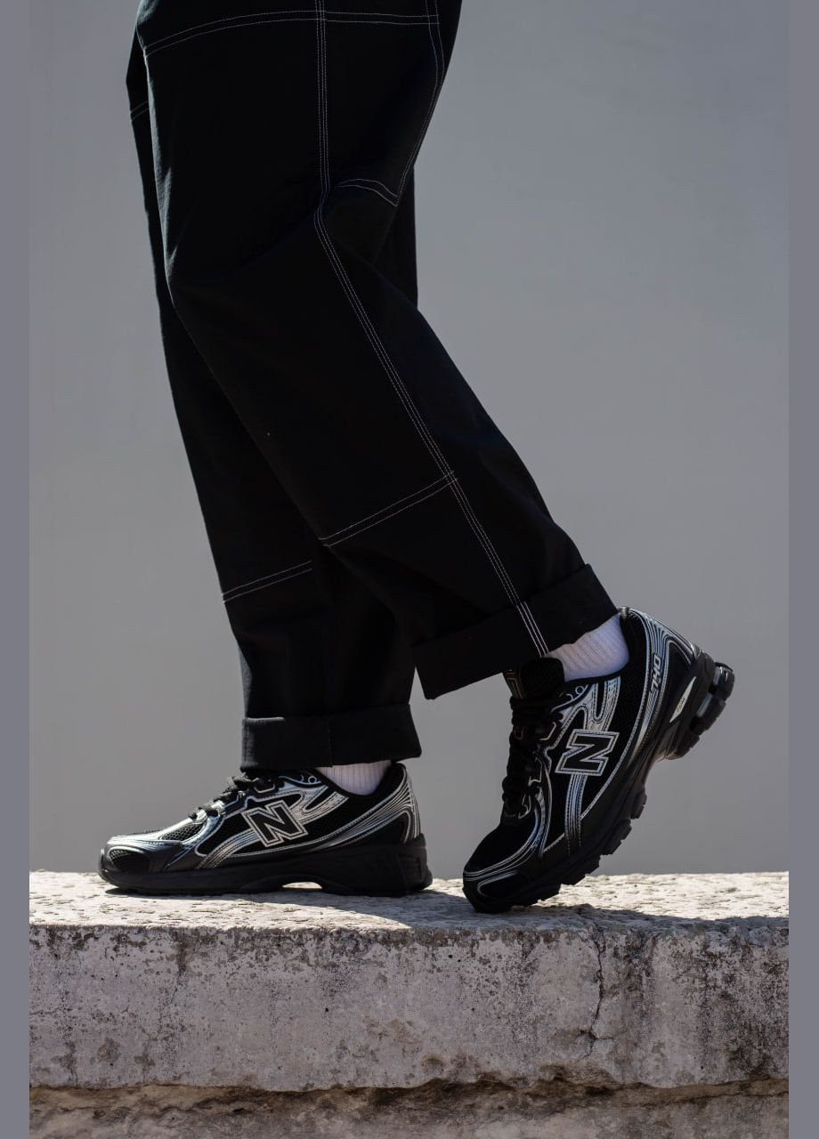 Чорні чоловічі кросівки текстильні літні нью баланс 740 чорні No Brand