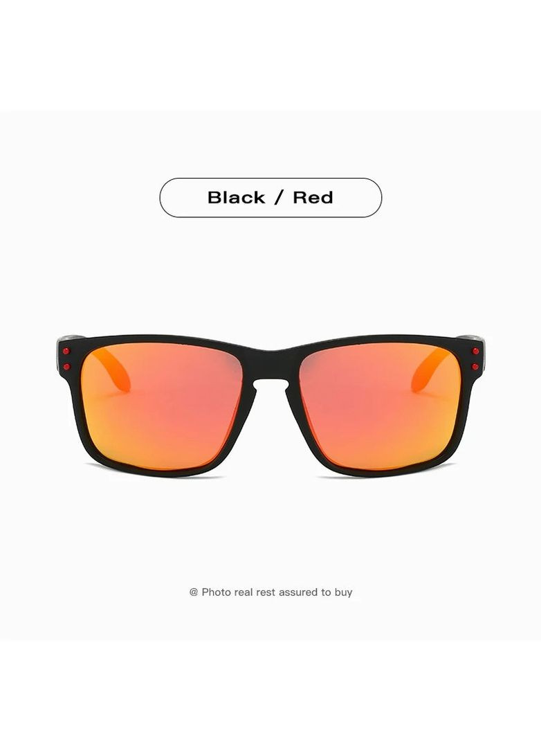 Мужские солнцезащитные поляризационные очки UV400 Karos Фотохромные очки для водителя Черные с красными зеркальными линзами No Brand (370169348)