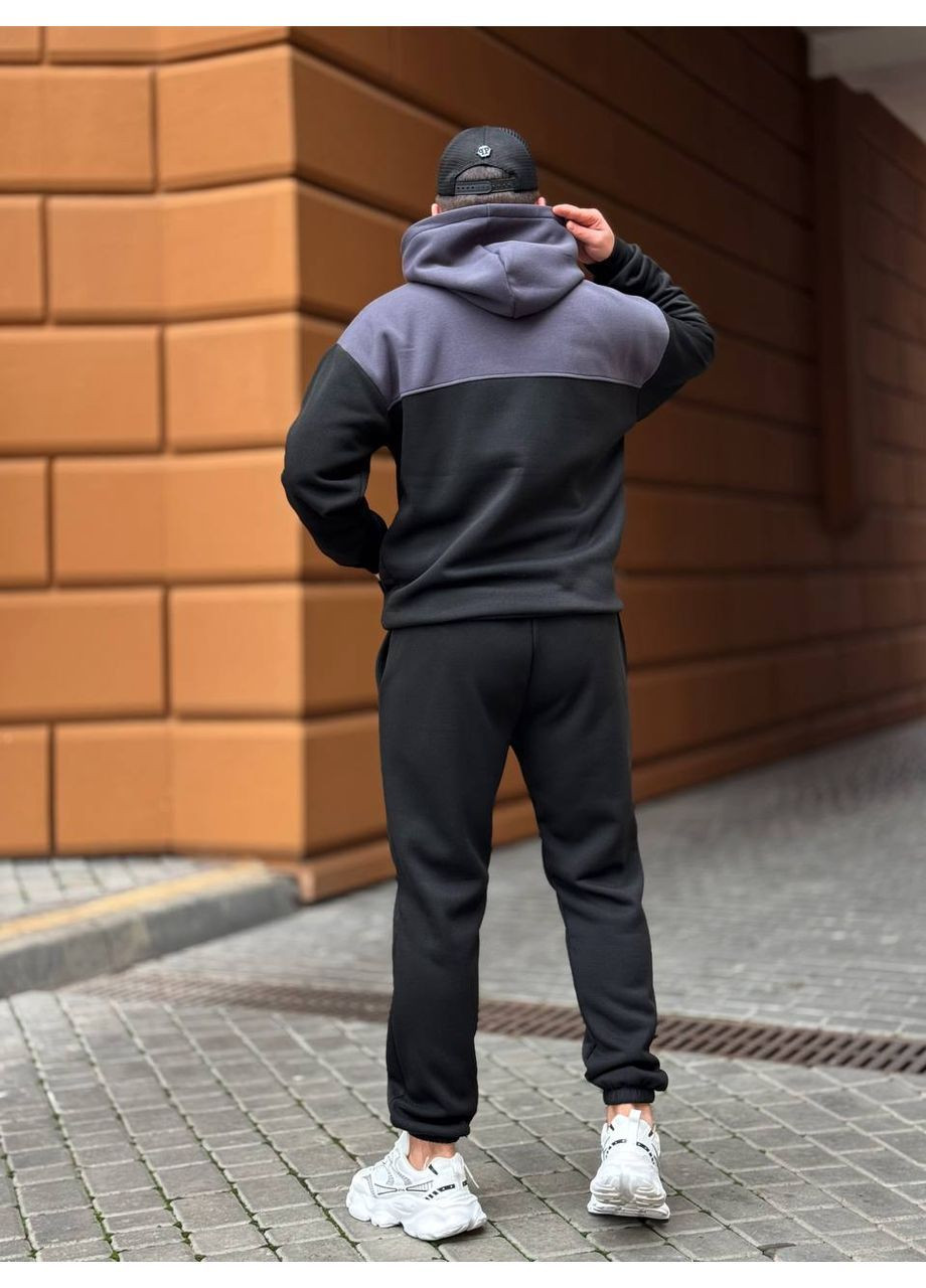 Черный мужской теплый костюм из тринитки брючный No Brand