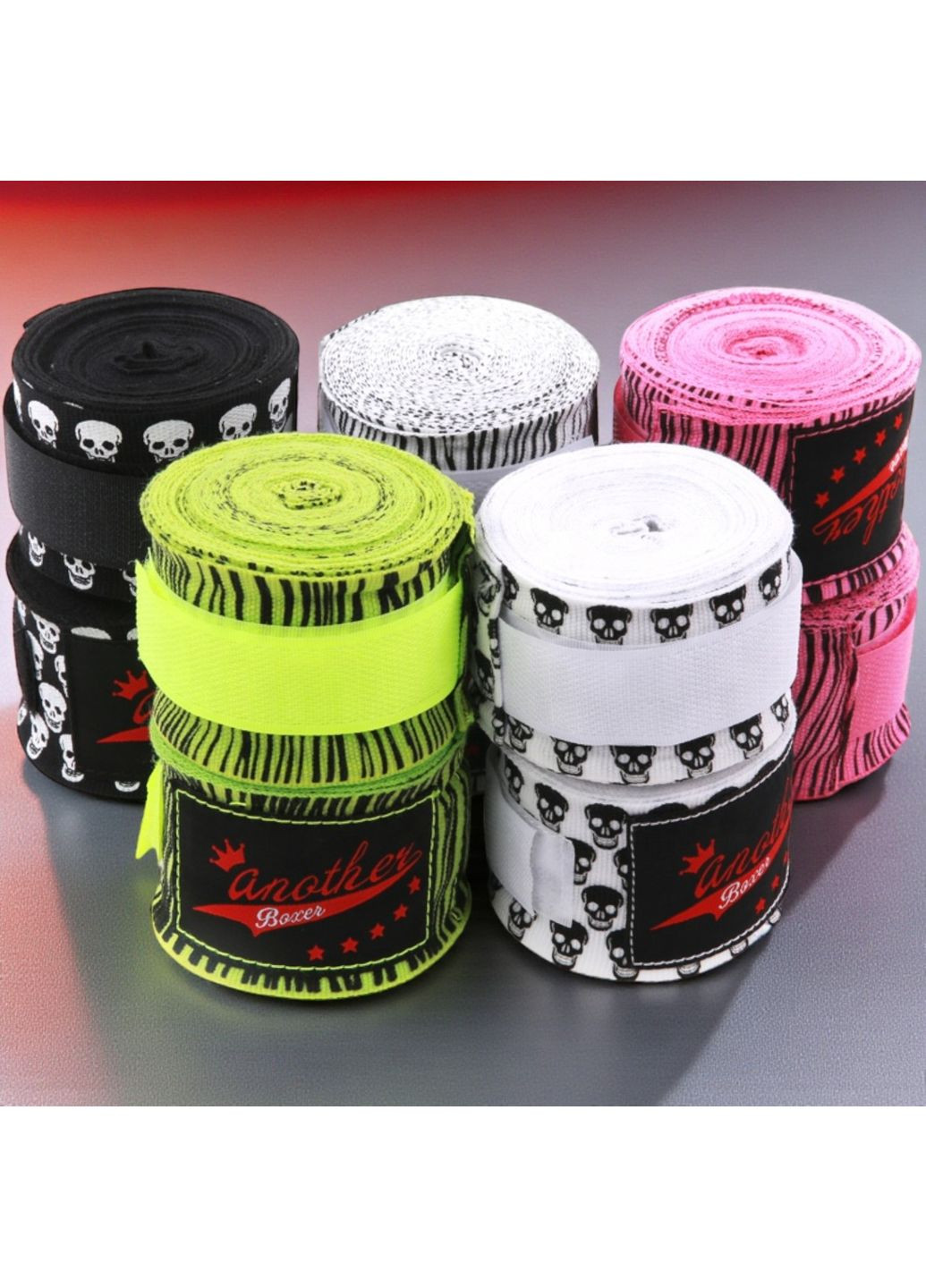 Бинти боксерські Another Boxer для ММА кікбоксингу тайського боксу з принтом Череп 3 м Білі 2_1_3m_2C No Brand (371813633)