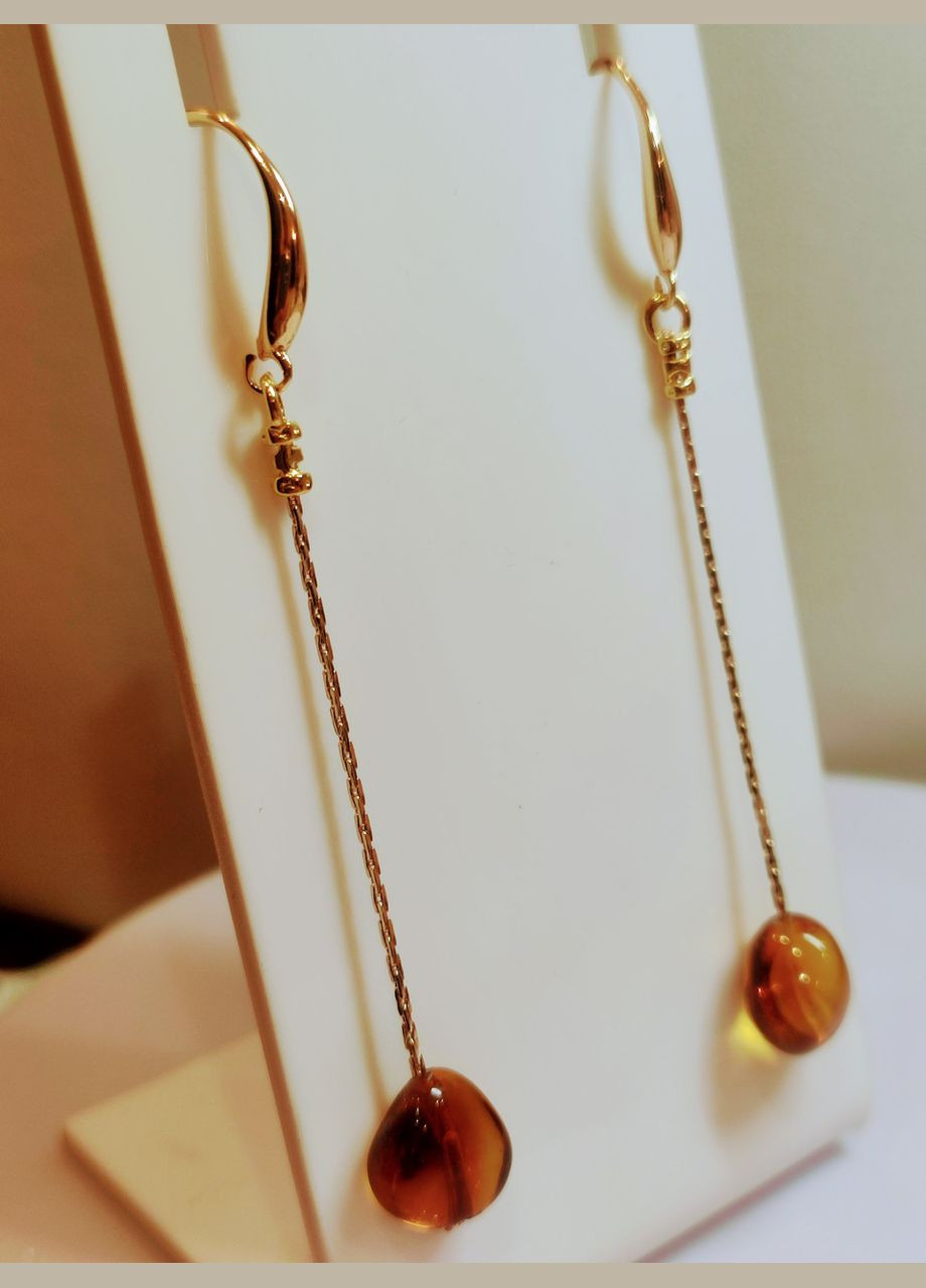 Серьги 2666 из натурального янтаря Медовый оттенок MINOV (311310529)