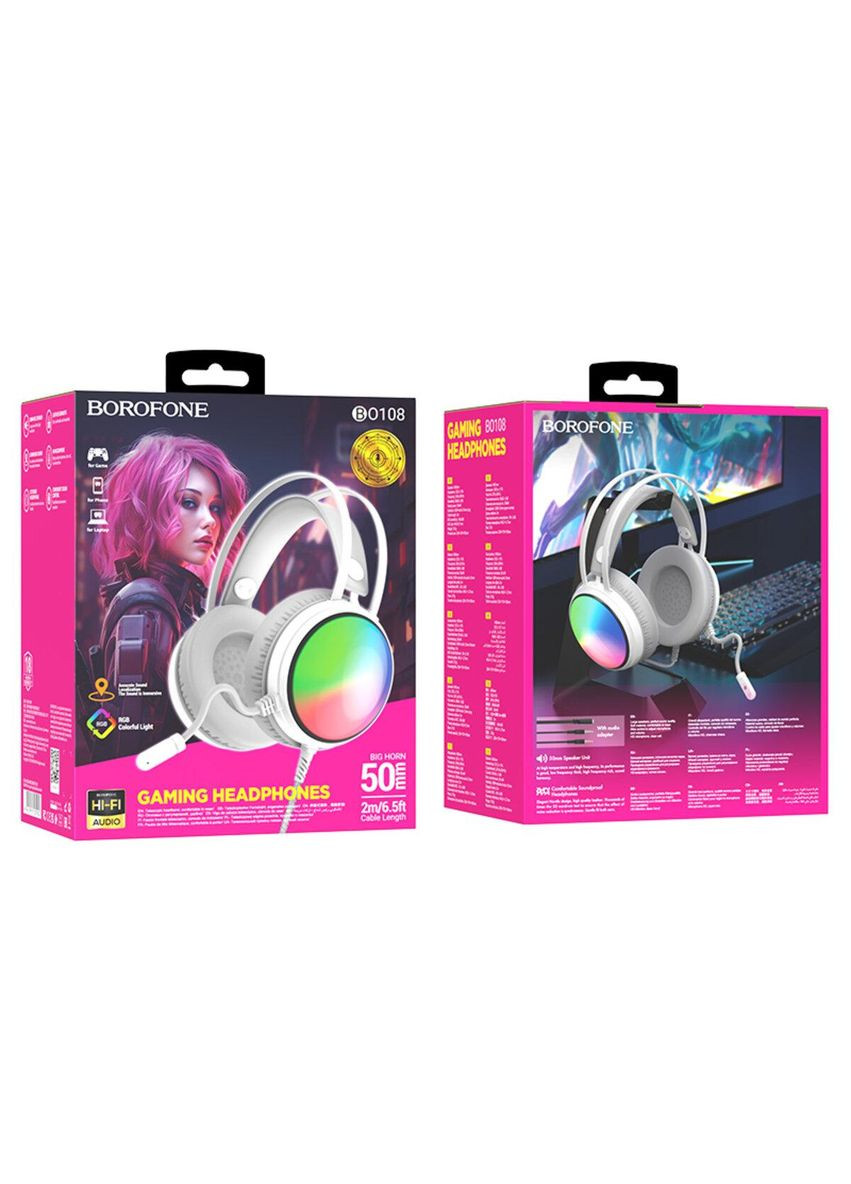 Навушники BO108 Flame gaming headphones White Borofone (353497599)