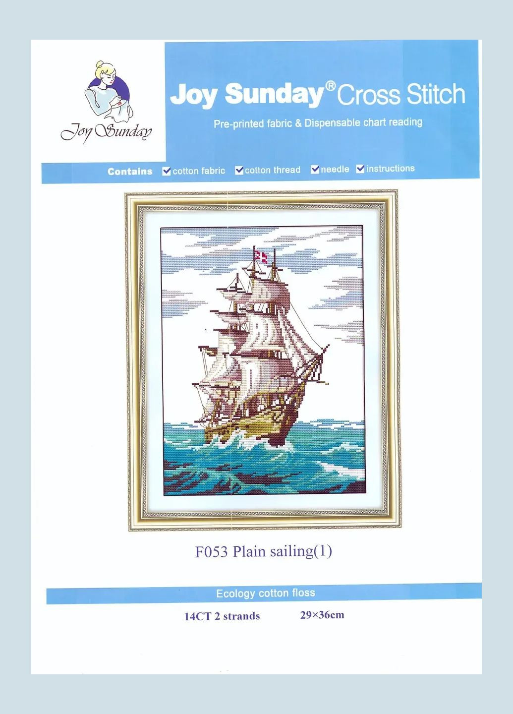 Набір для вишивання за нанесеною на канву схемою "Plain sailing 1". AIDA 14CT printed, 29*36 см Joy Sunday (313613570)