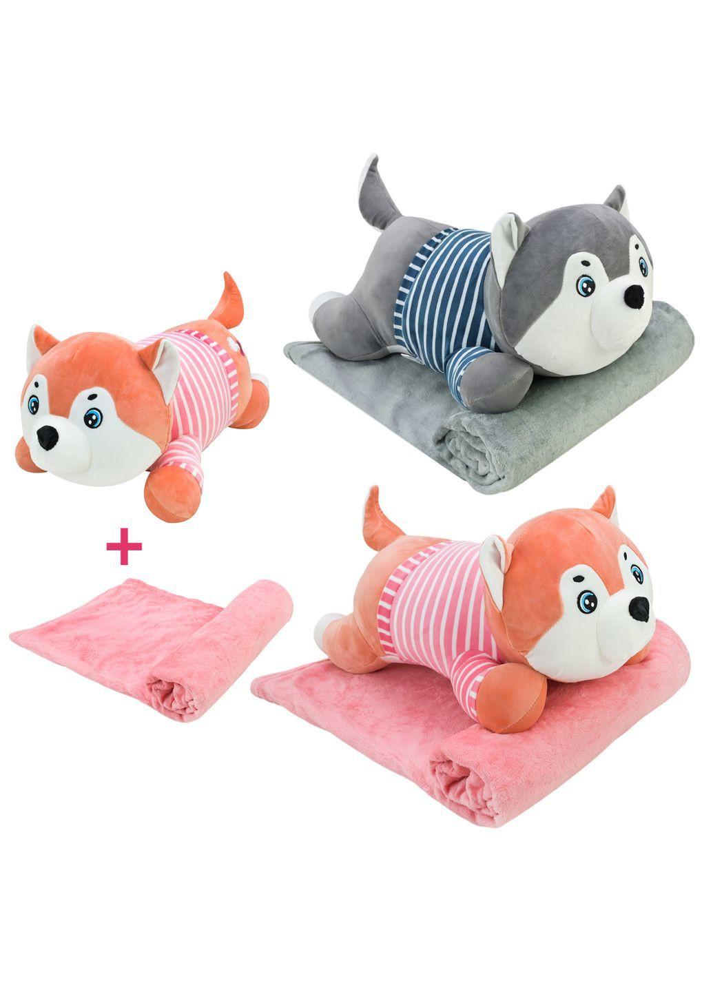 Плюшевая игрушка с пледом 60 см, в ассортименте - No Brand L1124 (371924871)