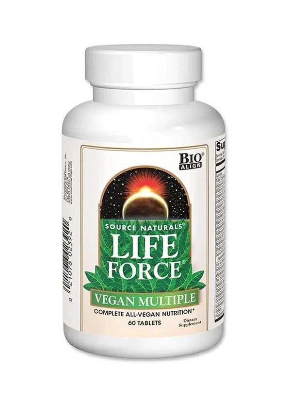 Мультивітаміни Баланс життєвих сил Life Force Vegan Multiple Веганські 60 таблеток Source Naturals (361116021)