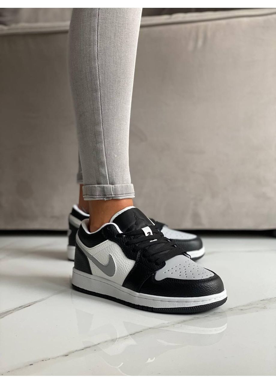 Серые демисезонные кроссовки мужские nike air jordan retro 1 low grey white black 3 найк аир джордан No Brand