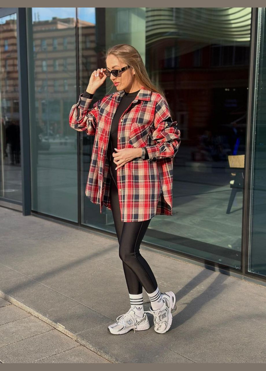 Жіноча сорочка в клітинку зі зйомними рукавами Синій/Червоний Maybel (329039298)