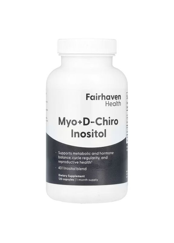 Міо-інозитол + D-хиро інозитол, Myo + D-Chiro Inositol,, 120 капсул Fairhaven Health (362368705)