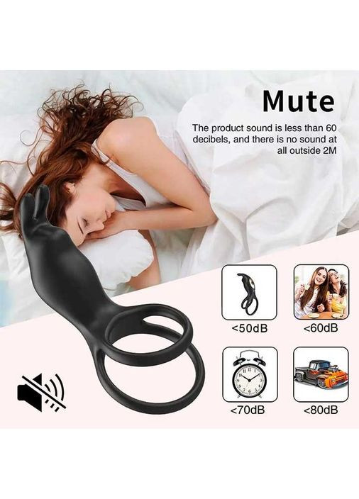 Смарт віброкольцо на пінис і мошоку Love Spouse "Rabbit" чорного кольору із 9 режимів вібрації та пульсації. China (360613517)