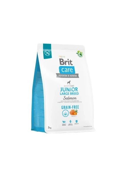 Сухий корм для собак Dog Grain-free Junior Large Breed для великих порід з лососем 3 кг (8595602558872) Brit Care Dog Grain-free Junior Large Breed для великих порі (369883391)