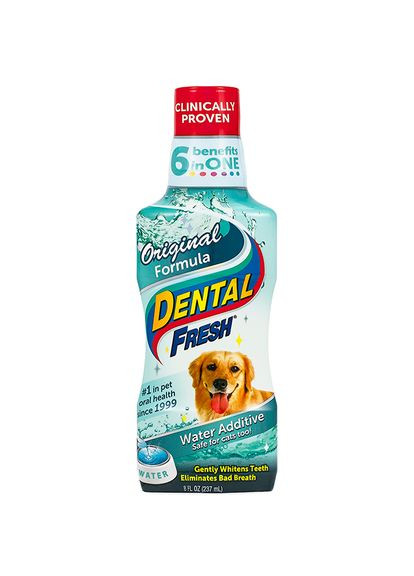 Жидкость против зубного налета и запаха Dental Fresh из пасти собак и кошек 0.237 л (736990004222) SynergyLabs (279563366)