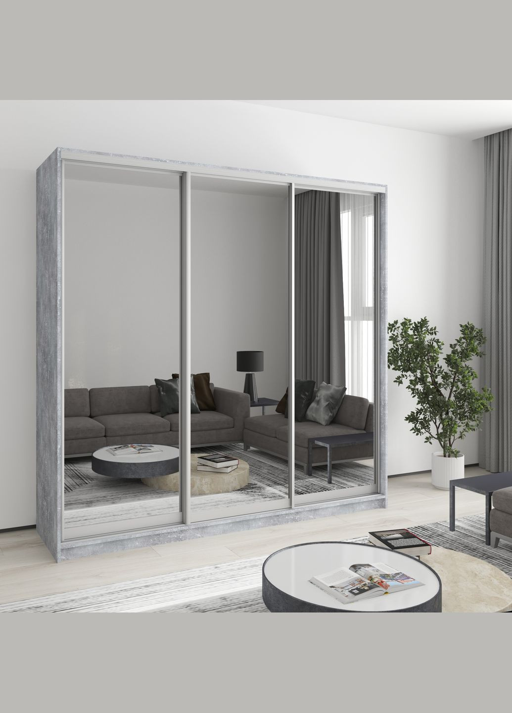 Шкаф-купе трехдверный Комбо AL 3 Зеркала 210x45x210 см (MBS-3273) MebelStar (346289820)