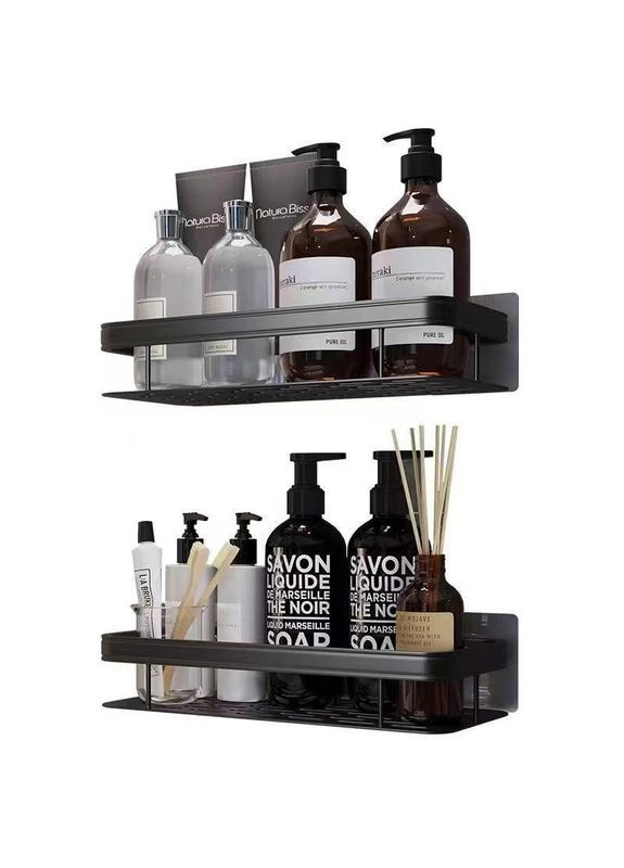 Набор полок для ванной подвесные металлические Psheko самоклеящаяся универсальная полка черный 2 шт (R051342-2) No Brand (349844135)