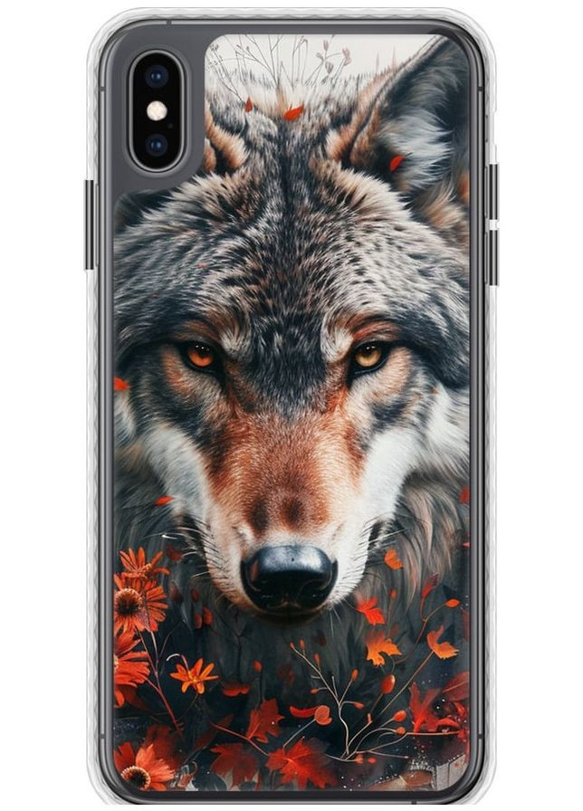 Чехол Bumper чехол 'Wolf and flowers' для Endorphone Apple iPhone XS Max (285784109)
