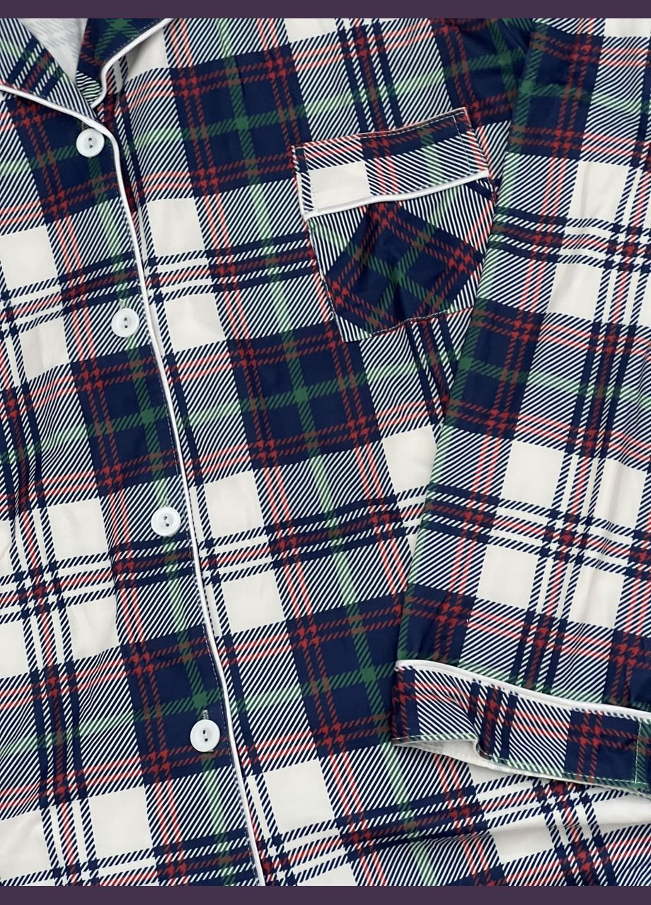 Синяя всесезон женская пижама комплект рубашка брюки (2-300) No Brand