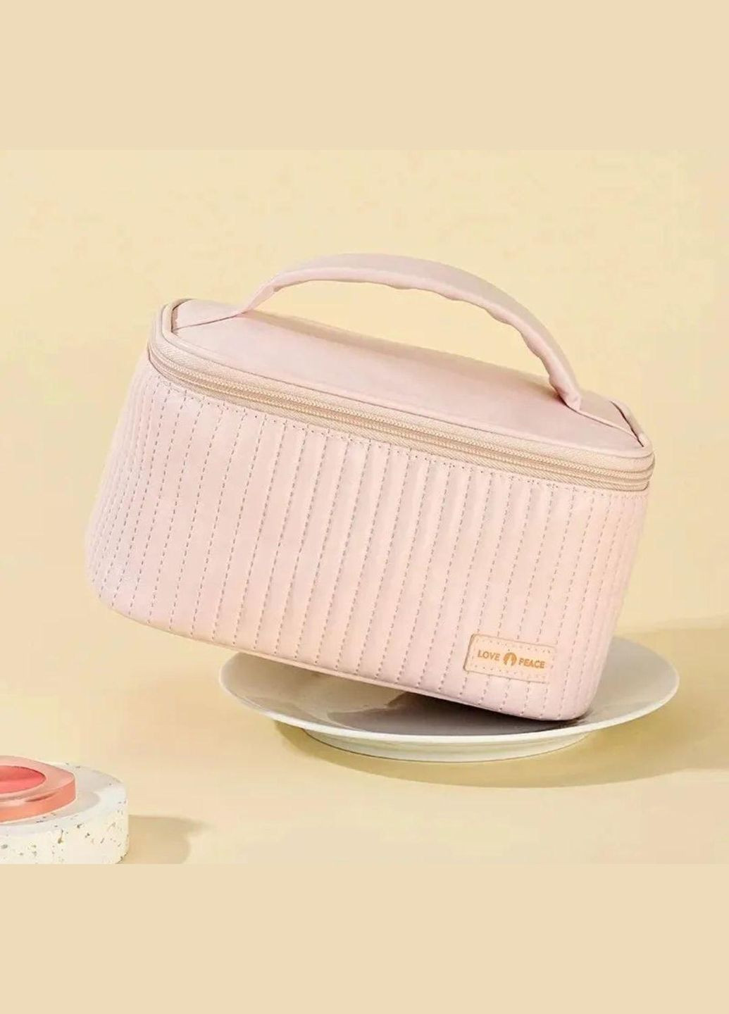 Косметичка зі штучної шкіри, дорожній органайзер для косметики Рожева No Brand (299871222)