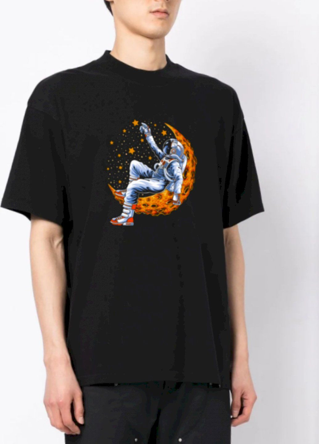 Чорна футболка oversize чоловіча чорна Trace of Space