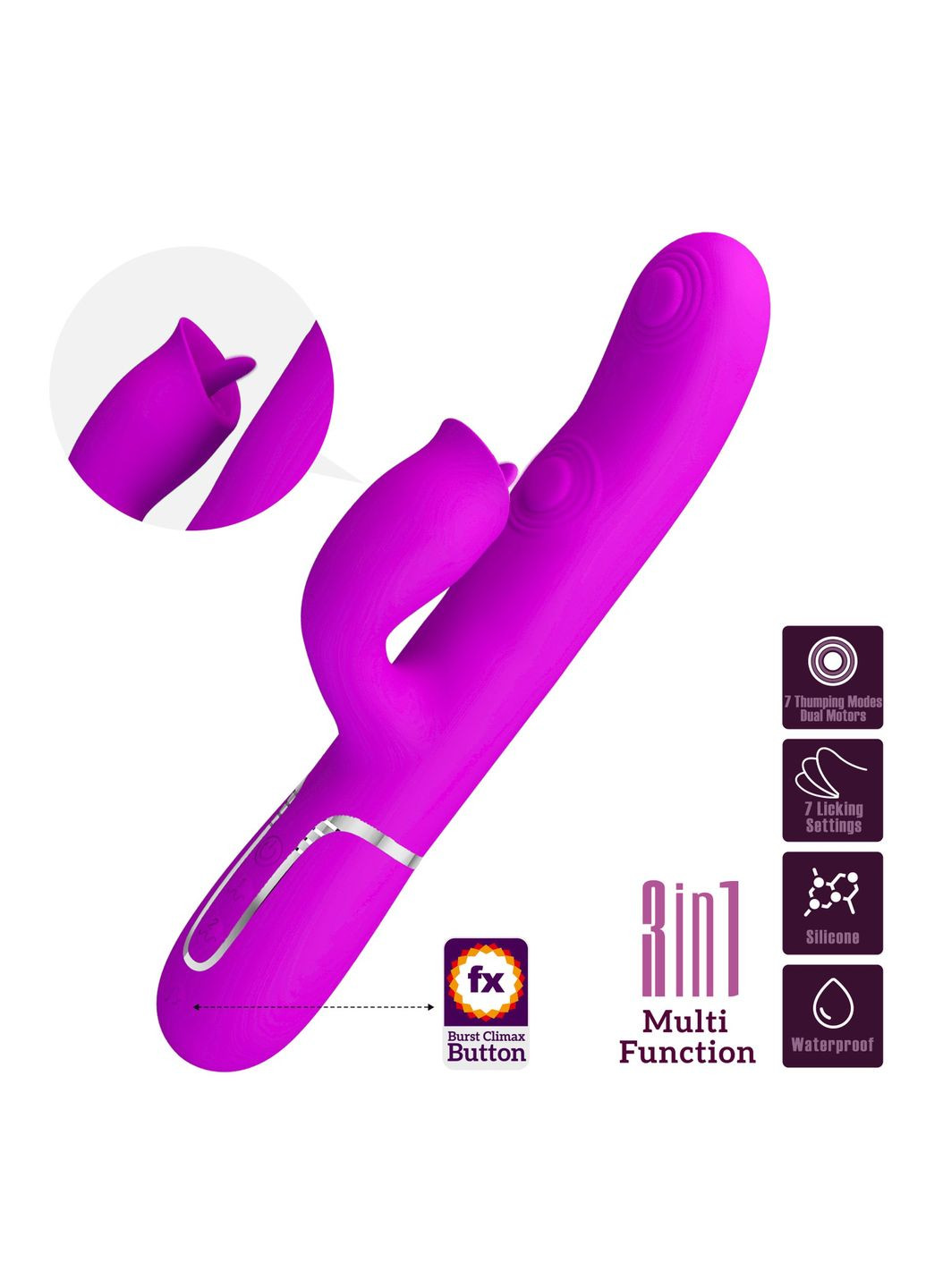 Вибратор-кролик Gigiс со стимулятором язычком,, 22.8 х 3.4 см Pretty Love (361670155)