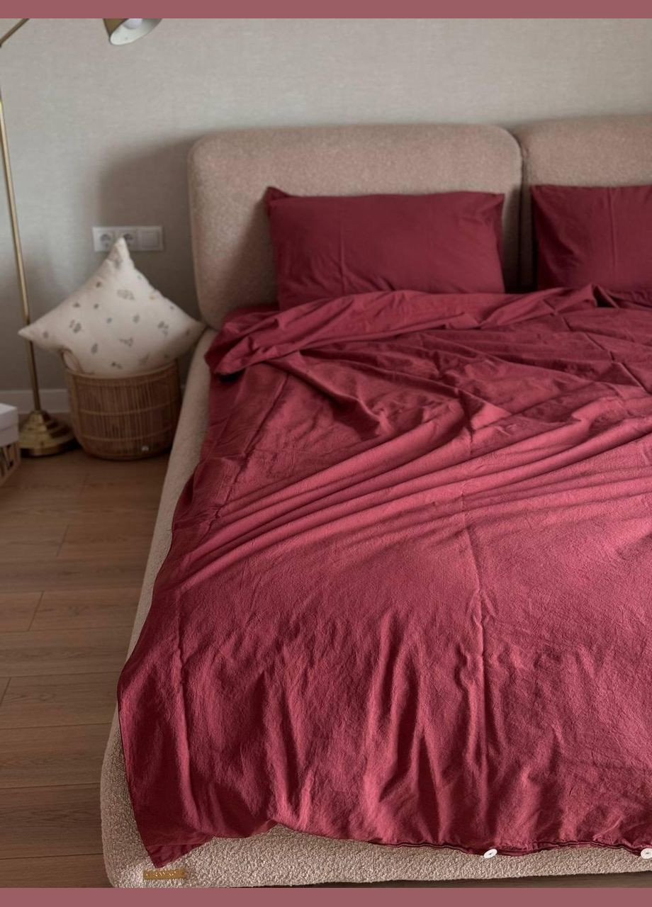 Постільна білизна Антиалергенна Євро 200х220 наволочка 70х70 2шт Бордовий (П4К-al-sikel-var-015-01) No Brand (348094932)