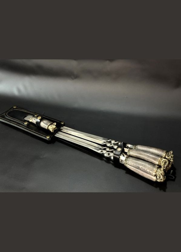 Набор шампуров в колчане Люкс Звери бронза ясень с вилкой 7 предметов 47330147 NB Art (346529151)