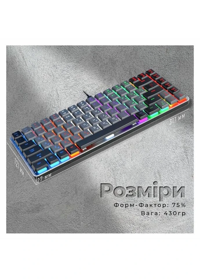Клавиатура MK140R Red Swich Low Profile USB Dark Gray (MK140R) GAMEPRO (315362913)