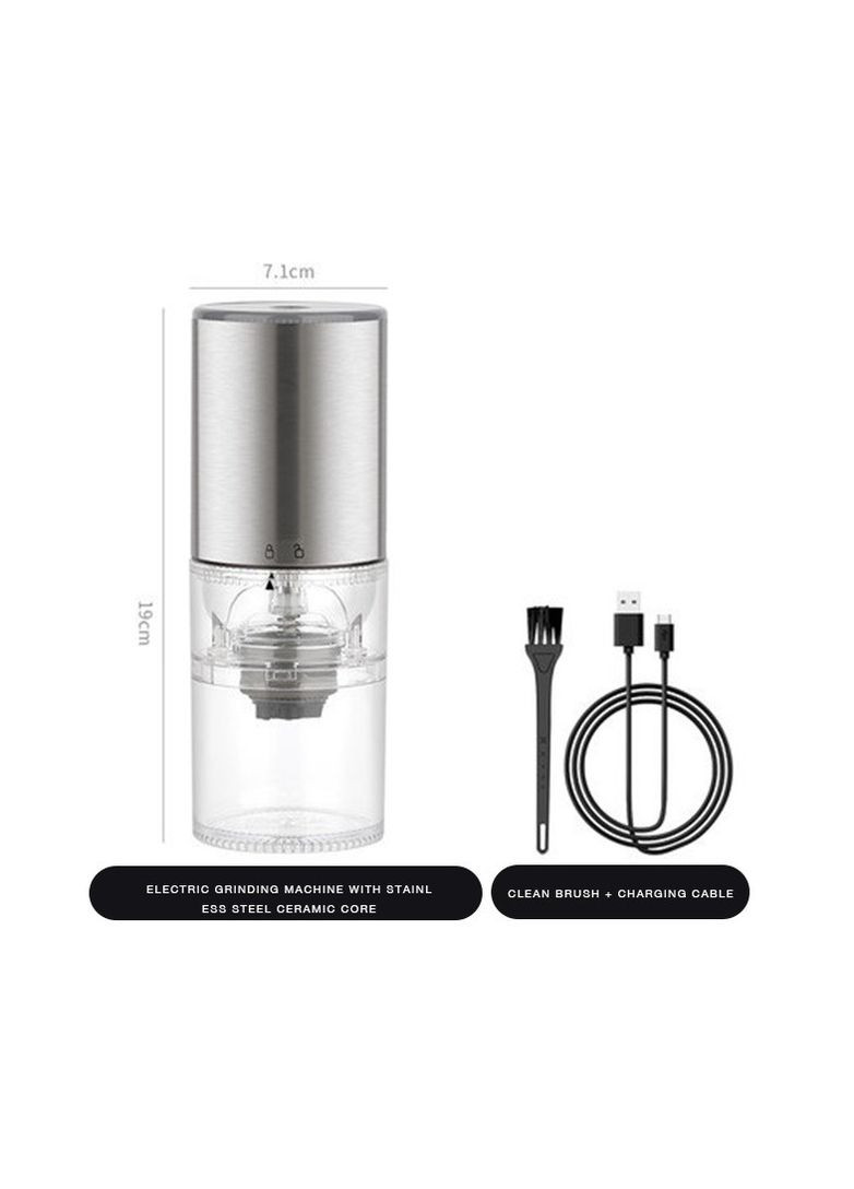 Електрична кавомолка Electric Grinder портативна Срібло (R-HB-986S-VS) iCafilas (303420741)