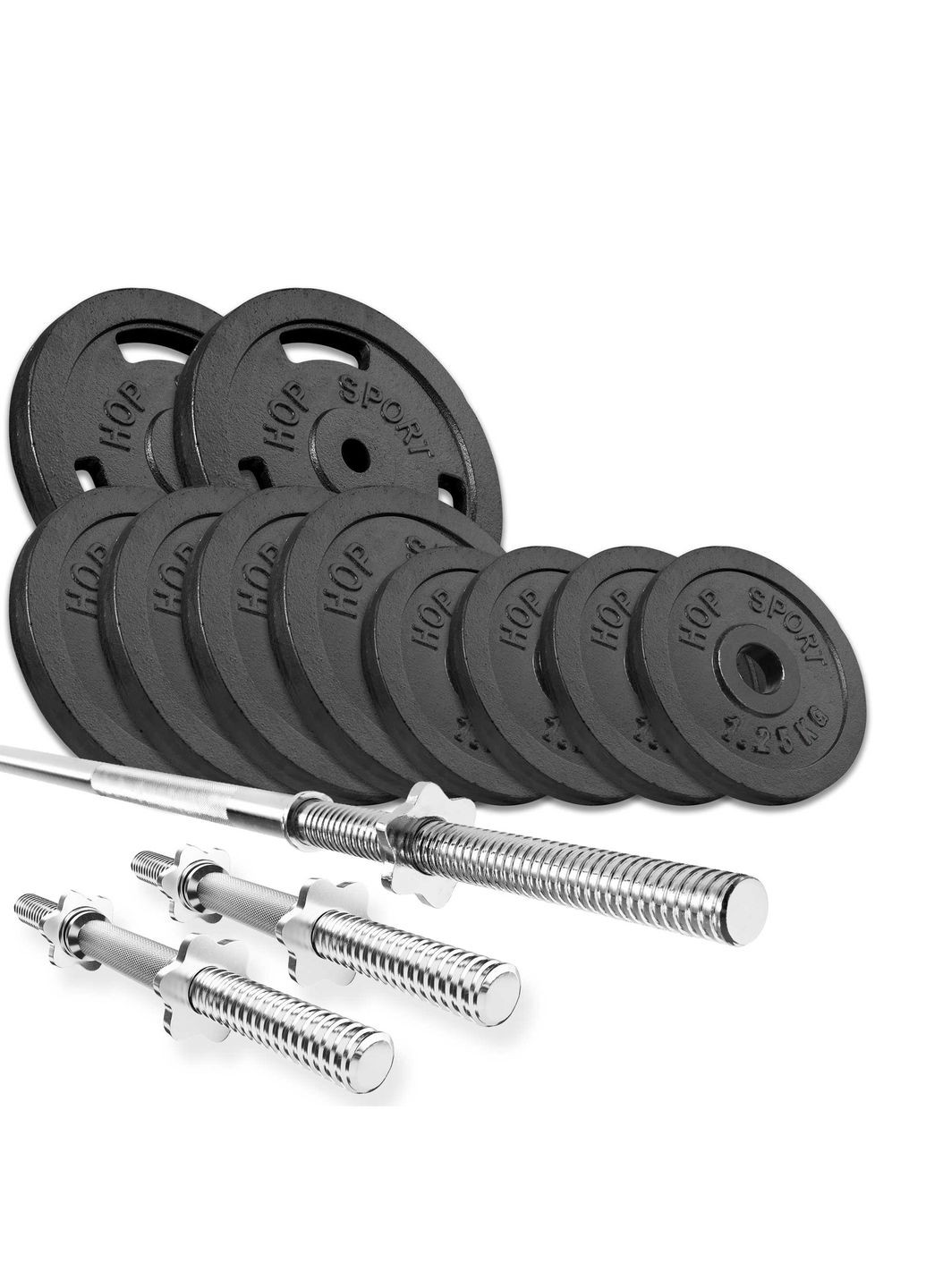 Набір STRONG 39кг з прямим і гантельними грифами Hop-Sport (304267085)