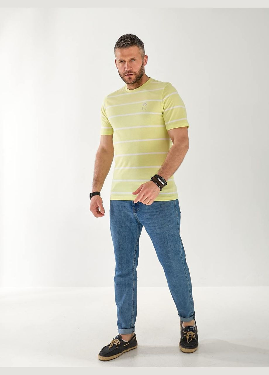 Салатовая мужская футболка в полоску Fashion