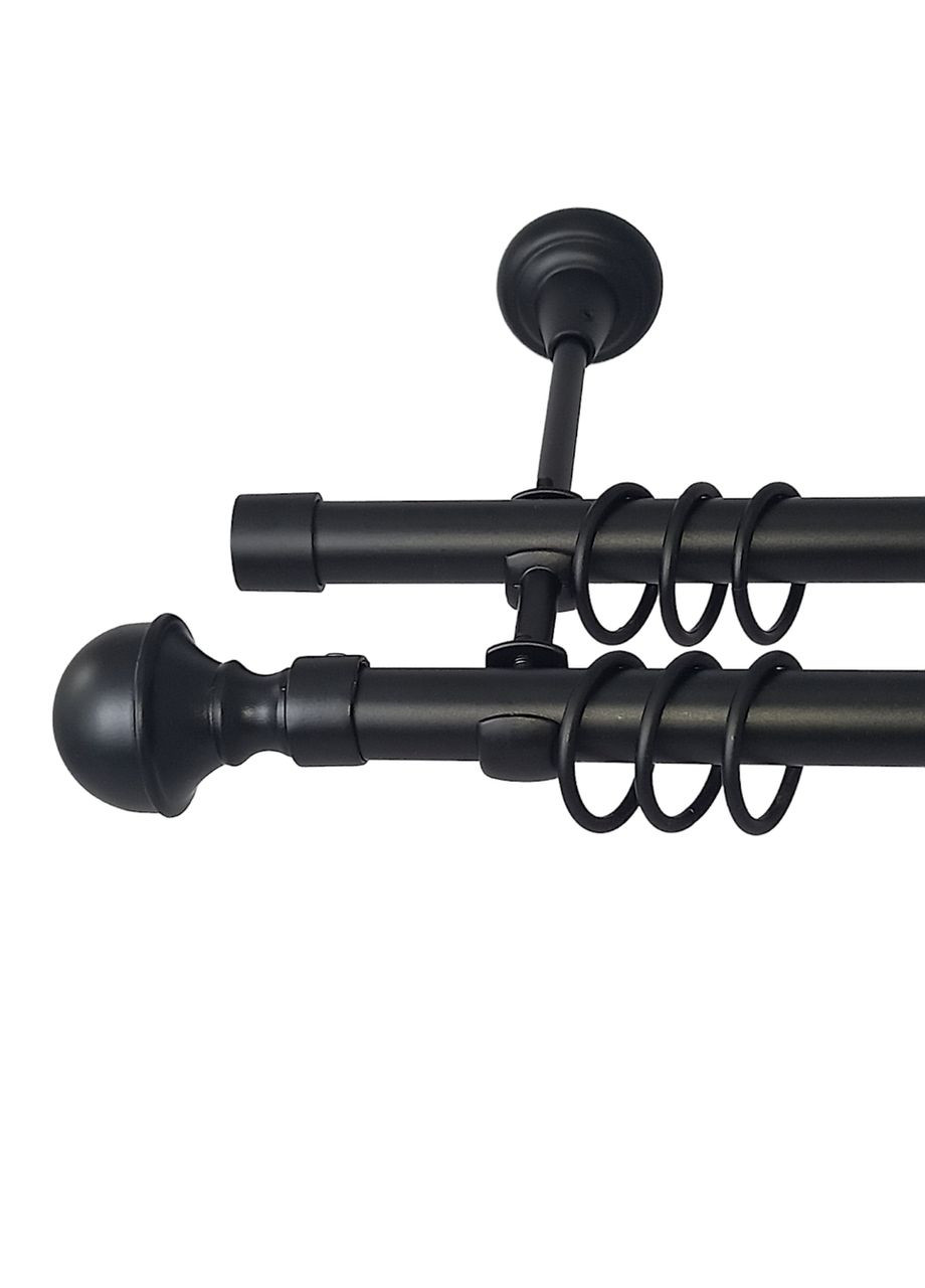 Карниз для штор Бостон металевий дворядний гладка труба кільце металеве Чорний 19\19 мм 300 см ORVIT (299335109)