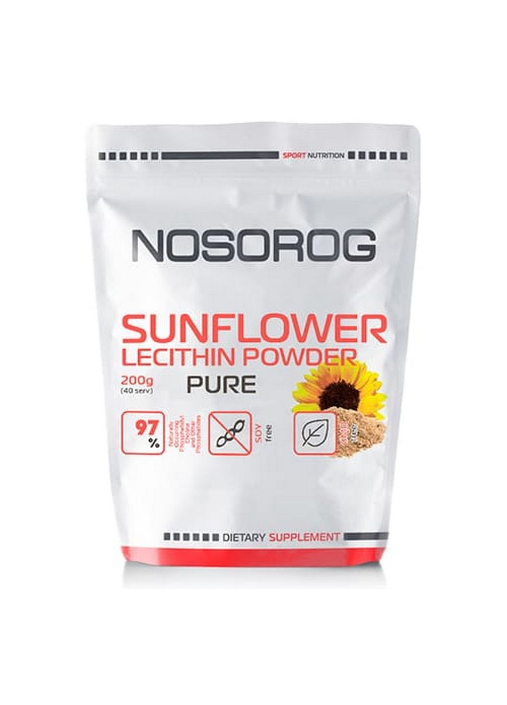 Натуральная добавка Sunflower Lecithin Powder, 200 грамм Nosorog Nutrition (293342716)