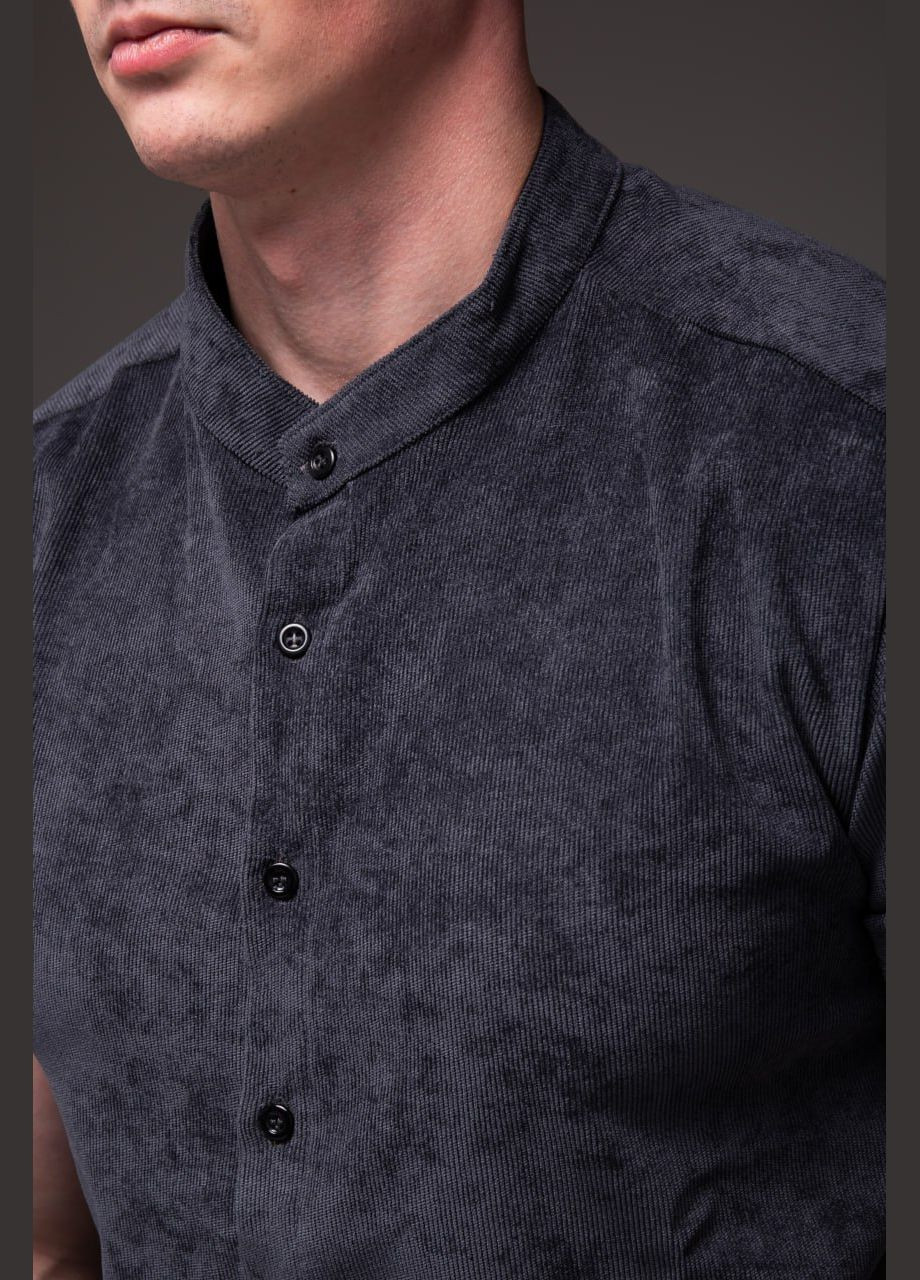 Серый летний мужской комплект из вельвета – рубашка + шорты. с рубашкой, с шортами Vakko