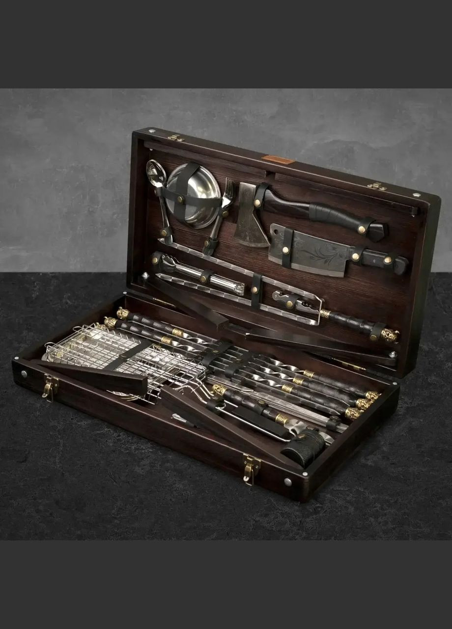 Шампуры ручной работы из нержавейки "Сердце Викинга" из 39 предметов | Подарок куму на День Рождение Handmade WC-026 (347291590)